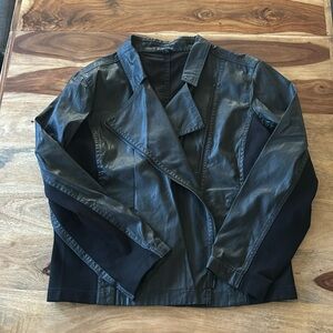 NWOT Eileen Fisher Black Coated Cotton Moto Jacket - Women’s Large